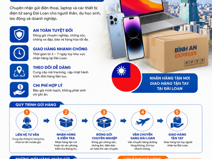 Gửi Điện Thoại – Laptop sang Đài Loan nhanh chóng, an toàn