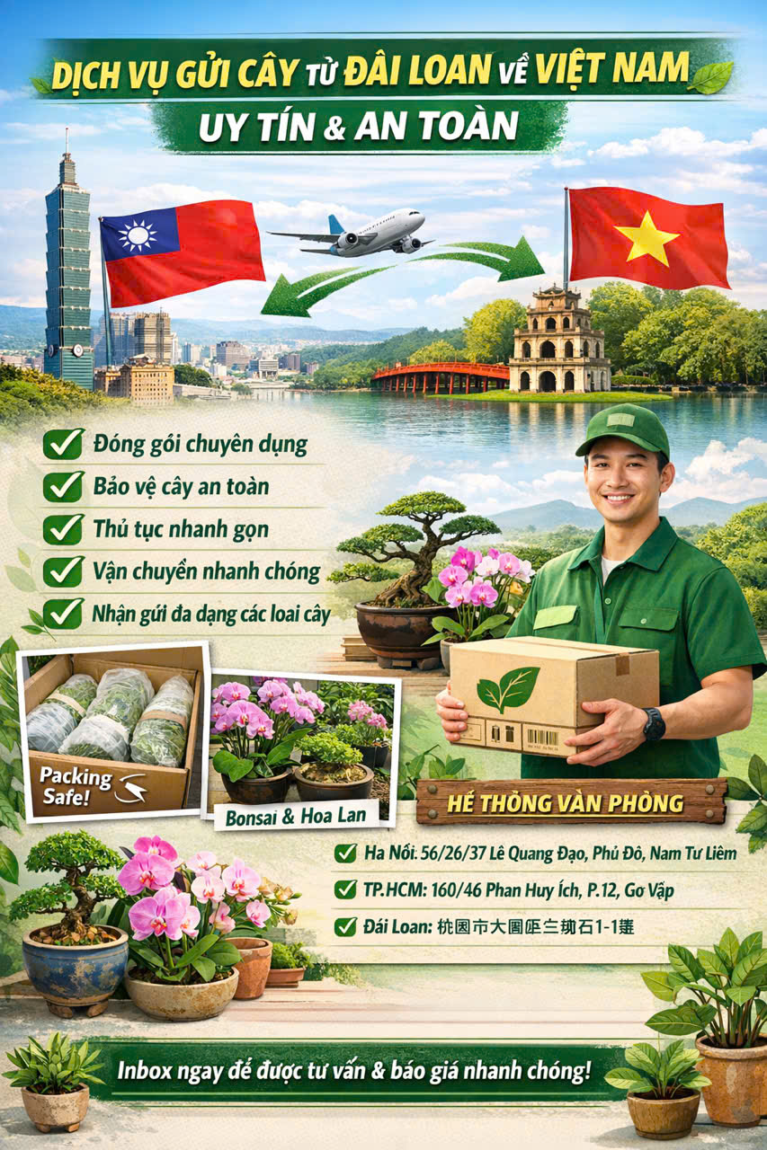 Gửi hàng Cây Đài Loan về Việt Nam